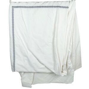 Pottery Barn Teen White Gray Dot Trim Twin Size Cotton Duvet Cover Minimalist